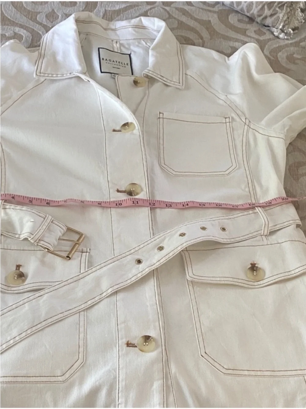 Bagatelle Belted Utility Jacket Cream Neutral Fall Coat - Picture 8 of 15